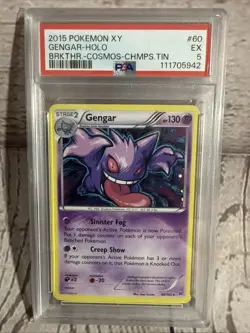 Pokemon XY BREAKTHROUGH COSMOS-CHAMPIONS TIN #60 Gengar HOLO PSA 5 2015 - Image 1