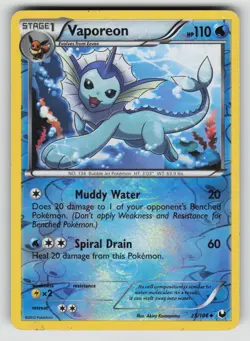 Vaporeon 25/108 Uncommon Dark Explorers Pokemon Reverse Holo Moderately Played - Image 1