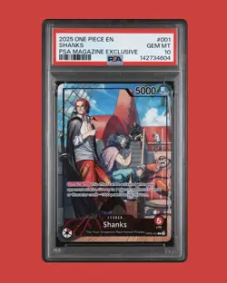 2025 ONE PIECE PROMOS PSA MAGAZINE EXCLUSIVE #001 SHANKS PSA 10 - Image 1