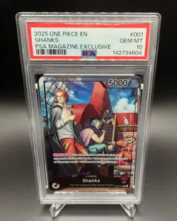 2025 ONE PIECE PROMOS PSA MAGAZINE EXCLUSIVE #001 SHANKS PSA 10 - Image 3