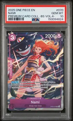 2025 ONE PIECE #070 PCC PREMIUM BEST SELECTION VOL 4 GENGAR NAMI PSA 10 GEM MINT - Image 1