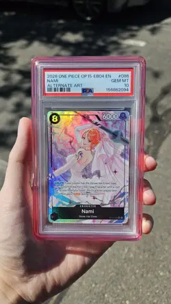 2026 ONE PIECE OP15-EB04-ADVENTURE ON KAMI'S ISLAND ALTERNATE ART NAMI PSA 10 - Image 1