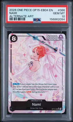 2026 ONE PIECE OP15-EB04-ADVENTURE ON KAMI'S ISLAND ALTERNATE ART NAMI PSA 10 - Image 2