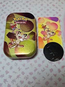 Meowth Hitmonchan pokemon 151 mini tin With Art Card And Coin EMPTY! No Packs - Image 1