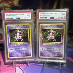 2 Sequential PSA 9 Mr. Mime Pokemon Jungle Holo (Japanese) BOTH HAVE SWIRLS - Image 1