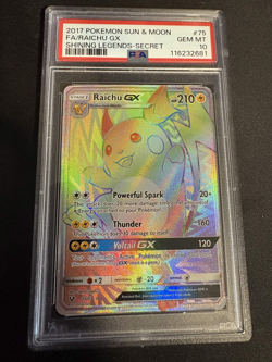 Pokemon Raichu GX Shining Legends Secret Rare Full Art #75 PSA 10 Gem Mint - Image 1