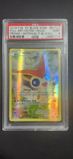 Pokemon TCG Victini XY117 Full Art Holo Black Star Promo Card PSA9 MINT - Image 1