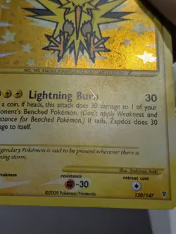 Pokemon Zapdos Supreme Victors 150/147 Secret Rare Holo Lightning Burn 2009 HP - Image 4