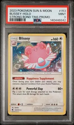 Pokemon PSA 9 Blissey 153/214 SM Lost Thunder Holo Strong Bonds Tin 2018 Mint - Image 1