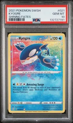 #1 2021 Pokemon SWSH Shining Fates #021 Kyogre PSA 10 GEM MINT - Image 1