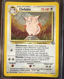 Pokemon TCG Clefable Jungle 1/64 Holo Unlimited Holo Rare - Image 1