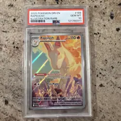 POKEMON 2025 Destined Rivals Illustration Rare RAPIDASH #189 PSA 10 Gem Mint - Image 1