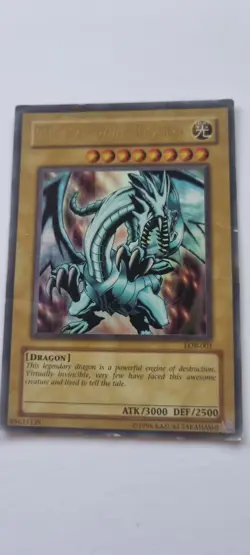 Yugioh Blue-Eyes White Dragon LOB-001 Ultra Rare Original Print 2002 - Image 1