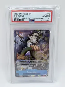 Bandai One Piece CCG Crocodile P-082 Store 2-on-2 Winner Foil PSA 10 - Image 1