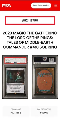 Magic The Gathering 2023 LOTR - Human Sol Ring (0410) PSA 8 - Image 3