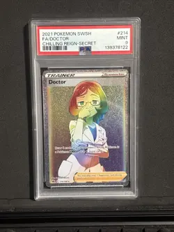 Pokemon 2021 Chilling Reign Secret Full Art Trainer Doctor #214 PSA 9 Mint - Image 1