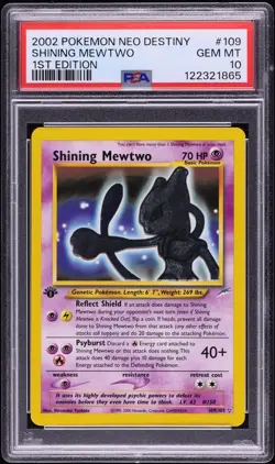 2002 Pokemon Shining Mewtwo Neo Destiny 109/105 1st Ed Holo PSA 10 - Image 1