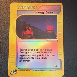 Pokemon Energy Search 153/165 Expedition Base Set Reverse Holo Trainer Card 2002 - Image 1