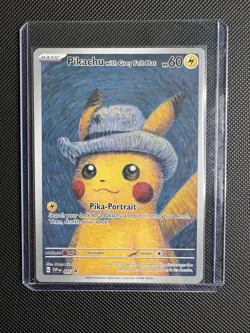 Grey Felt Hat Van Gogh Pikachu SVP 085 Rare Pokemon TCG Promo Collectible Card - Image 1