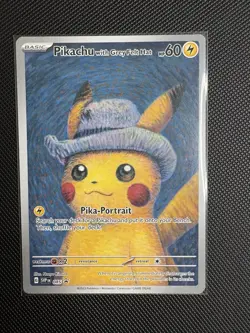 Grey Felt Hat Van Gogh Pikachu SVP 085 Rare Pokemon TCG Promo Collectible Card - Image 5