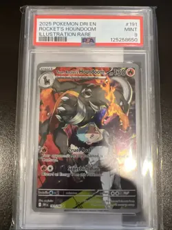 2025 POKEMON DRI EN-DESTINED RIVALS #191 TEAM ROCKET'S HOUNDOOM PSA 9 - Image 1