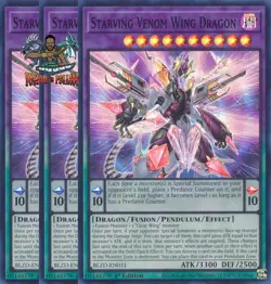 Yugioh! 3x Starving Venom Wing Dragon BLZD-EN031 Super Rare 1st Ed NM - Image 1