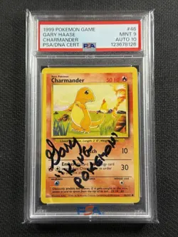 Pokemon Card PSA 9 Mint / 10 Gem Auto Signed Gary King Charmander 1999 Base set - Image 1