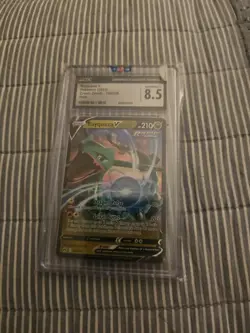 CGC Graded 8.5 Gem Mint Rayquaza V 100/159 Crown Zenith Pokemon Card - Image 1