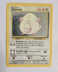 Chansey Base Set 3/102 Holo Rare Pokemon Card - Image 1