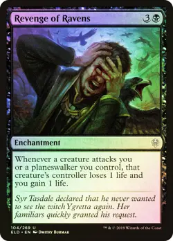 MTG FOIL Revenge of Ravens - Throne of Eldraine #104 - Image 1