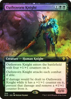 MTG FOIL Oathsworn Knight Extended Art - Throne of Eldraine #354 - Image 1