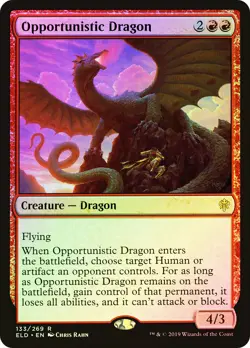 MTG FOIL Opportunistic Dragon - Throne of Eldraine #133 - Image 1