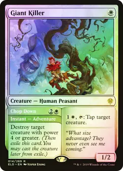 MTG FOIL Giant Killer // Chop Down - Throne of Eldraine #014 - Image 1