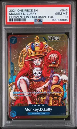 2024 ONE PIECE PROMOS CONVENTION EXCLUSIVE-FOIL #043 MONKEY D. LUFFY PSA 10 - Image 1