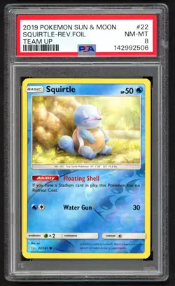 Pokemon Cards - PSA 8 Squirtle 22/181 - Team Up - NM-MT - PSA8 Reverse - Image 1