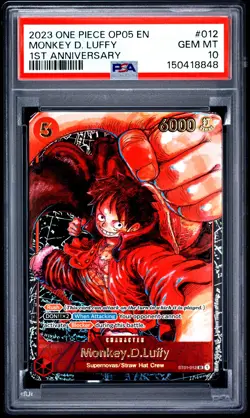 PSA 10 Monkey D. Luffy 1st Anniversary 012 OP05 One Piece EN P1 - Image 1
