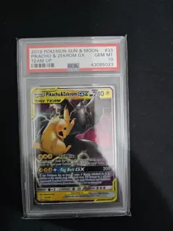 2019 Pokemon Pikachu & Zekrom GX Team Up English Sun & Moon, PSA 10 - Image 1