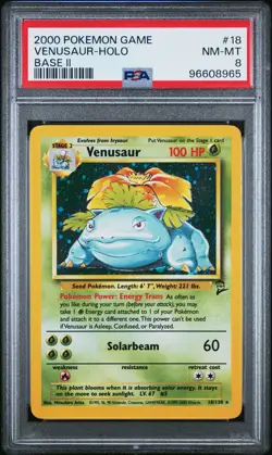 2000 POKEMON BASE SET 2 #18 VENUSAUR-HOLO PSA 8 - Image 1