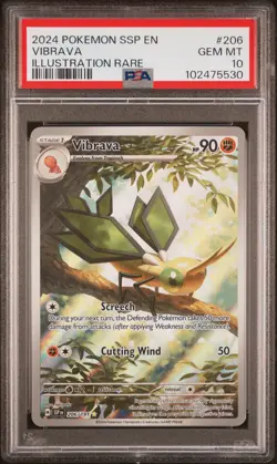 2024 POKEMON SSP EN-SURGING SPARKS ILLUSTRATION RARE #206 VIBRAVA PSA 10 - Image 1