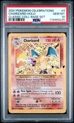 2021 Pokemon Celebrations Classic Collection Charizard #4 Base Set PSA 10 - Image 1