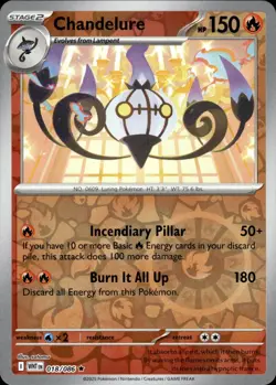Chandelure 018/086 Holo Rare White Flare Pokemon Reverse Holo Near Mint - Image 1