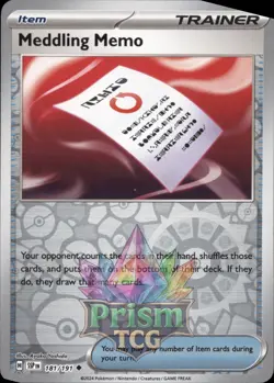 Meddling Memo 181/191 Uncommon Reverse Holo Surging Sparks Pokemon - Image 1