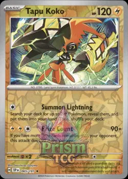 Tapu Koko 65/191 Rare Reverse Holo Surging Sparks Pokemon - Image 1