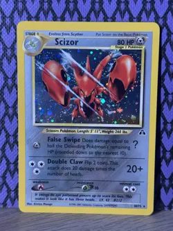 Pokemon TCG Scizor 10/75 Neo Discovery Holo Rare Unlimited English 2001 Vintage - Image 1