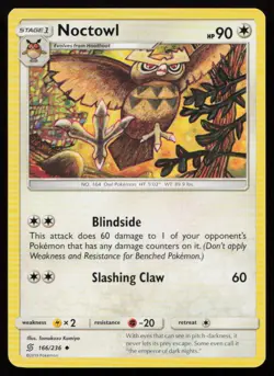 Noctowl 166/236 Uncommon Unified Minds Pokemon Lightly Played - Image 1