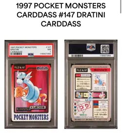 1997 POCKET MONSTERS CARDDASS #147 DRATINI & CHARMANDER POKEMON PSA 7 - Image 1