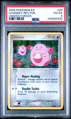 2005 POKEMON EX UNSEEN FORCES #20 CHANSEY-REVERSE FOIL PSA 4 - Image 1