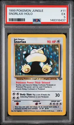 1999 POKEMON JUNGLE #11 SNORLAX-HOLO PSA 5 - Image 1