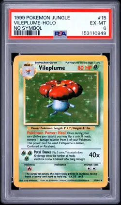 1999 POKEMON JUNGLE NO SYMBOL #15 VILEPLUME-HOLO PSA 6 - Image 1