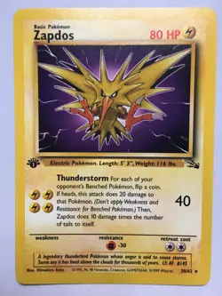 Pokemon Fossil 1st Edition Zapdos Non-Holo #30/62 - Ungraded - Near-Mint/Mint - Image 1